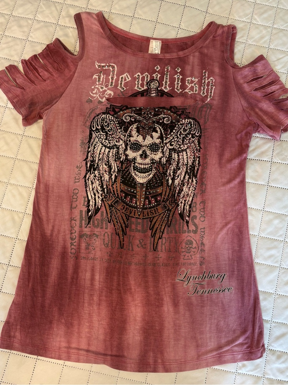 Liberty Wear Devilish Shirt with rhinestones from Lynchburg, TN.  Size L